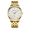 curren 8364 golden stainless steel white simple analog dial mens gift wrist watch