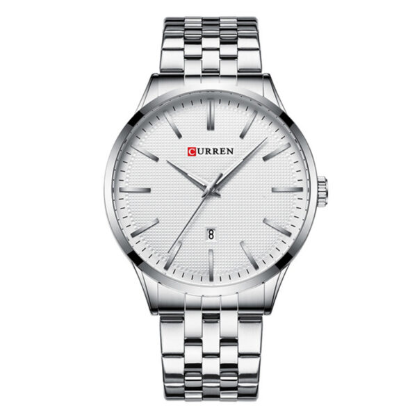 curren 8364 silver stainless steel white simple analog dial mens quartz wrist watch