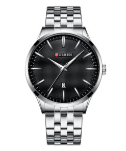 curren 8364 silver stainless steel black simple analog dial mens quartz wrist watch