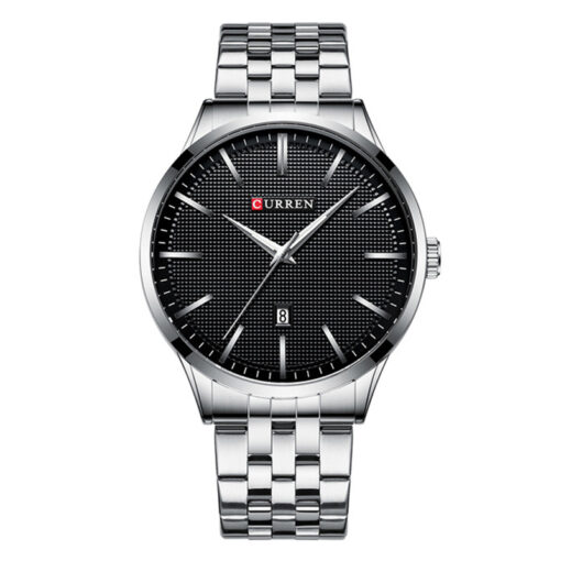curren 8364 silver stainless steel black simple analog dial mens quartz wrist watch