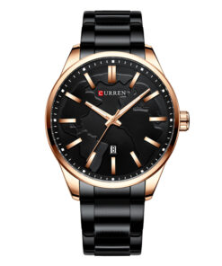 curren 8366 black stainless steel world map black dial mens wrist watch
