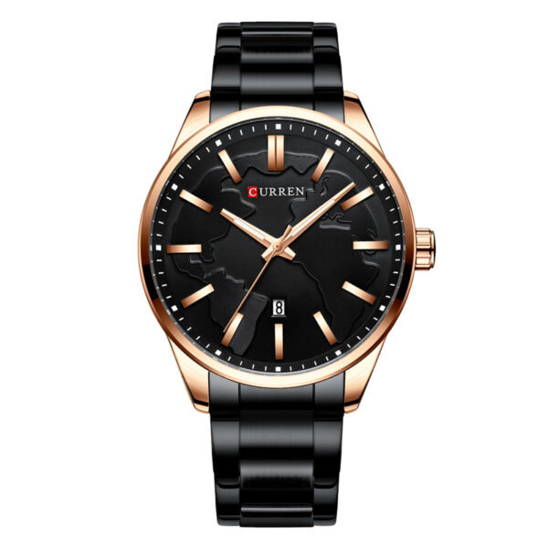 curren 8366 black stainless steel world map black dial mens wrist watch