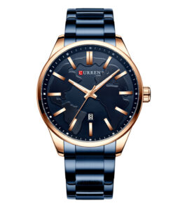 curren 8366 blue stainless steel world map mens wrist watch