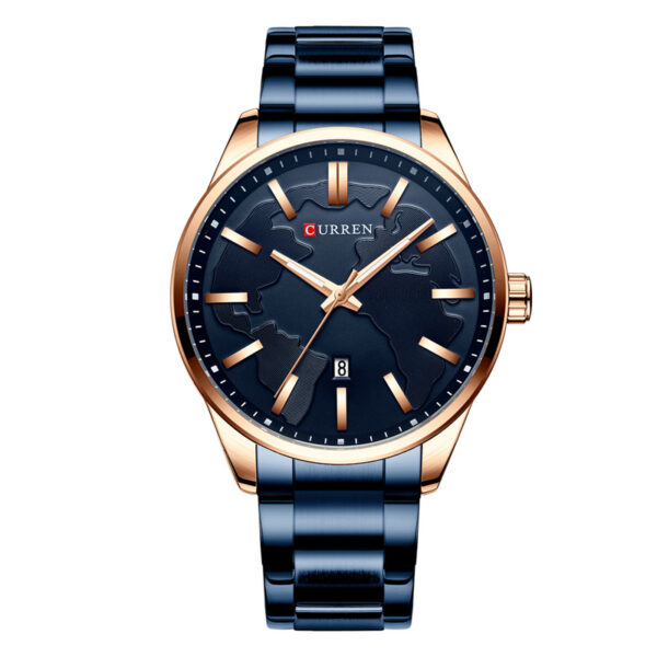 curren 8366 blue stainless steel world map mens wrist watch
