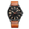 curren 8371 orange leather strap black analog dial mens dress wrist watch