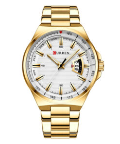 curren 8375 golden stainless steel white dial mens analog wrist watch