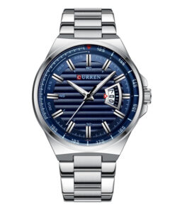 curren 8375 silver stainless steel blue dial mens analog wrist watch