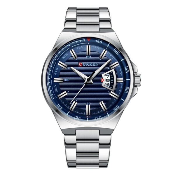 curren 8375 silver stainless steel blue dial mens analog wrist watch