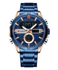 Curren 8384 blue stainless steel analog digital mens sports wrist watch