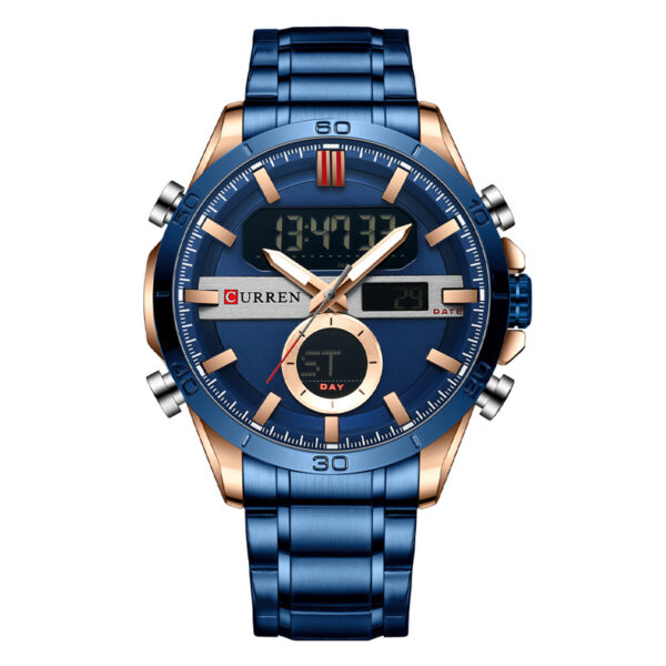 Curren 8384 blue stainless steel analog digital mens sports wrist watch