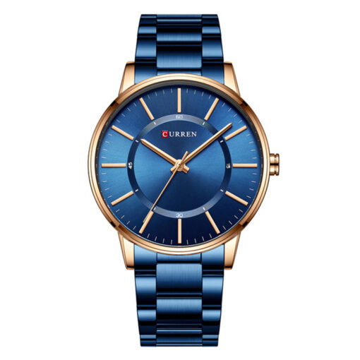 Curren 8385 blue stainless steel mens blue analog dial men's wrist watch