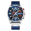 curren 8393 blue leather strap chronograph dial mens sports wrist watch