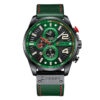 curren 8393 green leather strap black chronograph dial mens sports wrist watch