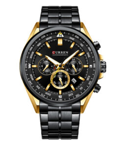 Curren 8399 black stainless steel black chronograph dial men's dress wrist watch