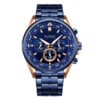 Curren 8399 blue stainless steel blue chronograph dial men's sports wrist watch