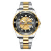 curren 8412 two tone stainless steel black golden skeleton dial mens gift wrist watch
