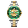 curren 8412 two tone stainless steel green skeleton dial mens gift wrist watch