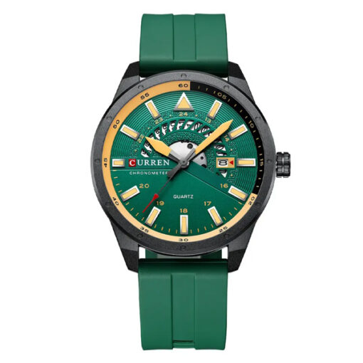Curren 8421 green resin band men's round analog dial sports watch
