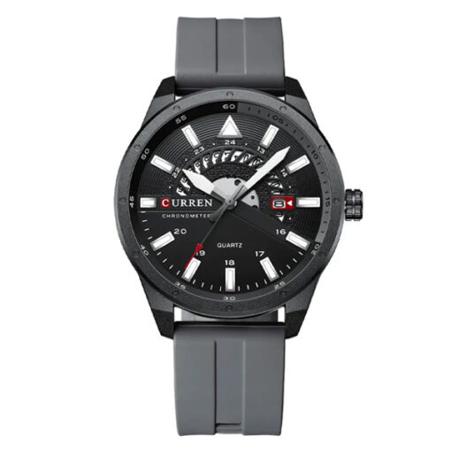 Curren 8421grey resin band band black analog dial men's casual wrist watch