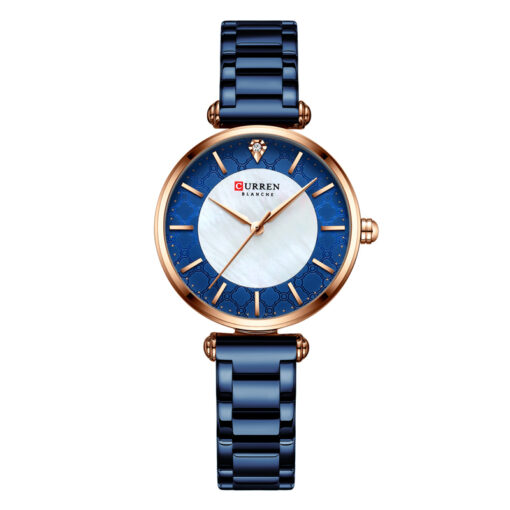 curren 9072 blue stainless steel two tone dial ladies analog wrist watch