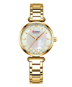 curren 9072 golden stainless steel golden dial ladies analog gift wrist watch