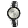 Q&Q F521-201Y two tone stainless steel silver dial ladies fashion wrist watch