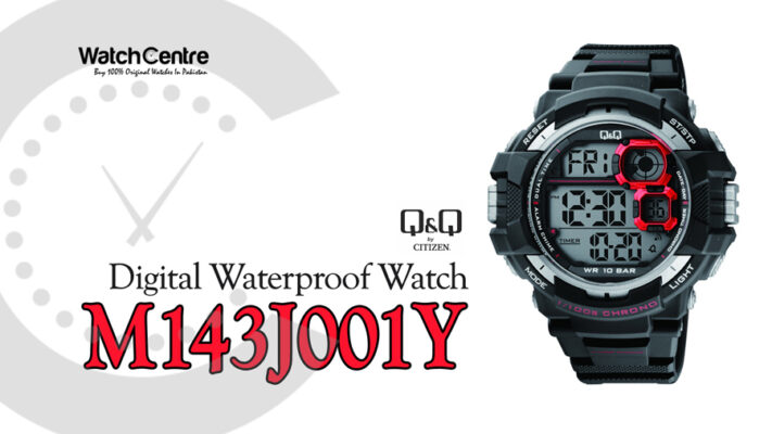 Q&Q M143J001Y digital sports wrist watch in black resin band for men video cover