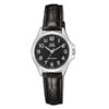 Q&Q QA07J305Y black leather strap black numeric dial ladies wrist watch