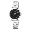 Q&Q QB99J208Y black dial silver stainless steel ladies analog wrist watch