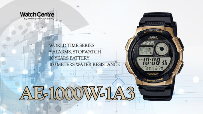 Casio AE-1000W-1A3 black resin band digtial youth series watch video review cover