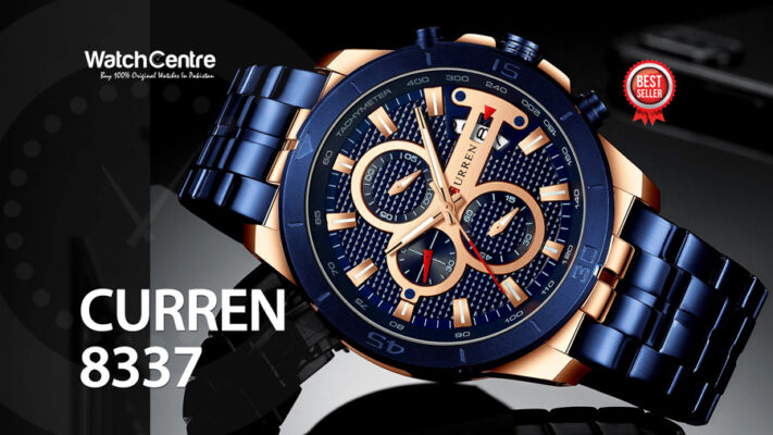 curren 8337 blue stainless steel mens chronograph dress watch video cover