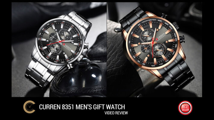Curren 8351 series men's wrist watches video review in black & silver stainless steel video review cover