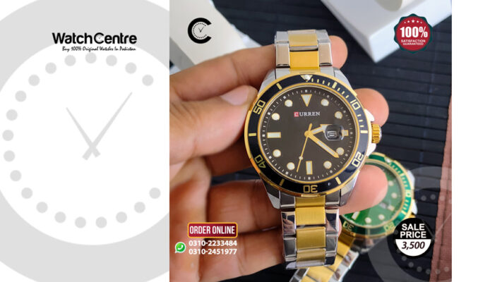 Currren 8388 two tone stainless steel black analog dial men's wrist watch video review cover