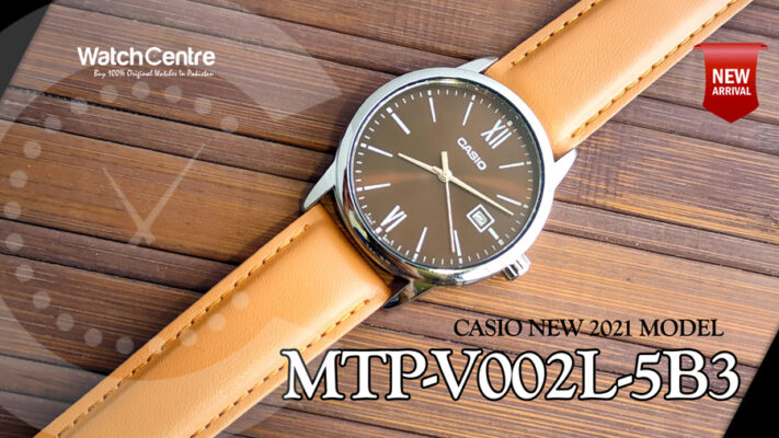 casio mtp-v002l05b3 orange leather strap mens roman dial wrist watch video review cover
