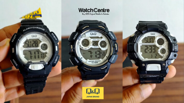 Q&Q budget range digital sports watches in black & white video thumbnail