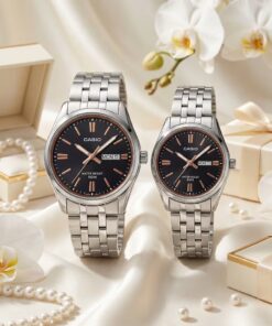 Casio Black Dial Rose Gold Couple Watch – Anniversary Gift