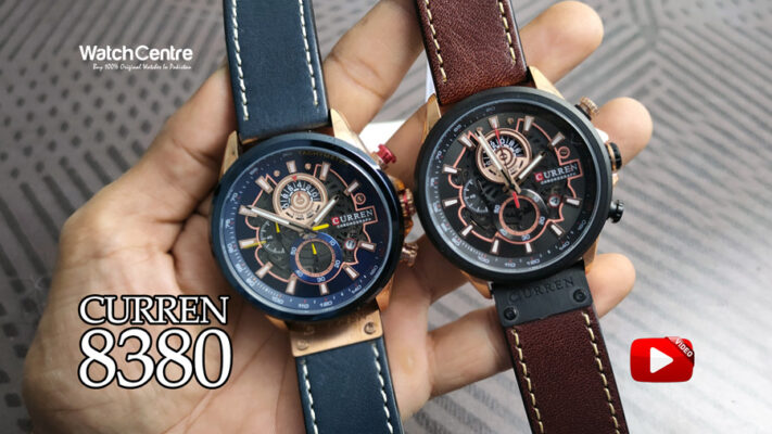 Curren 8380 series men's chronograph wrist watches in leather strap video review cover