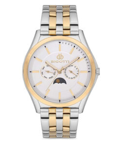 Bigotti BG.1.10158-6 two tone stainless steel white multi hand dial men's dress wrist watch