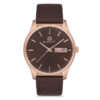 Bigotti BG.1.10168-6 brown leather strap brown analog dial mens simple hand watch