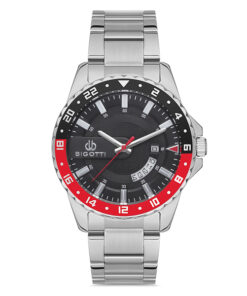 Bigotti BG.1.10180-1 silver stainless steel stylish black dial mens wrist watch