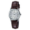 Casio-LTP-V002L-7B2 brown leather band analog numeric dial female wrist watch