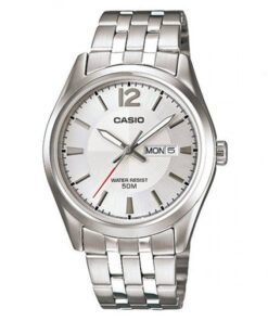 casio mtp-1335d-7a silver analog dial silver stainless steel men's wrist watch