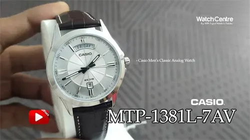 Casio mtp-1381L-7av brown leather strap silver analog dial men's dress watch review