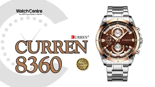 Curren 8360 silver stainless steel coffee brown dial men's chronograph watch video review cover