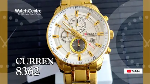 Curren 8362 golen stainless steel white dial men's chronograph gift watch