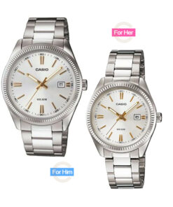 MTP-&-LTP-1302D-7A2 silver dial silver stainless steel couple gift watch