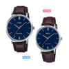 MTP-&-LTP-VT01L-2B blue dial black leather band couple wrist watch