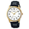 Casio MTP-V001GL-7B white numeric dial mens dress watch in black leather strap