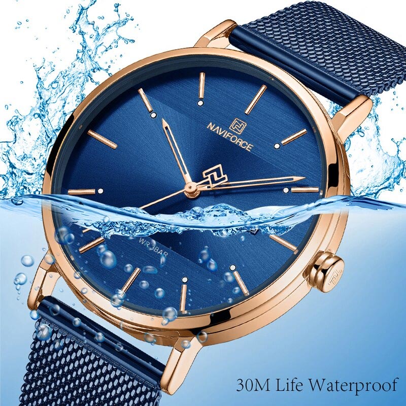 NaviForce-3008 blue simple analog dial waterproof watch
