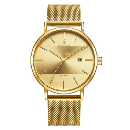 NaviForce-3008 golden mesh strap golden dial men's luxury gift watch